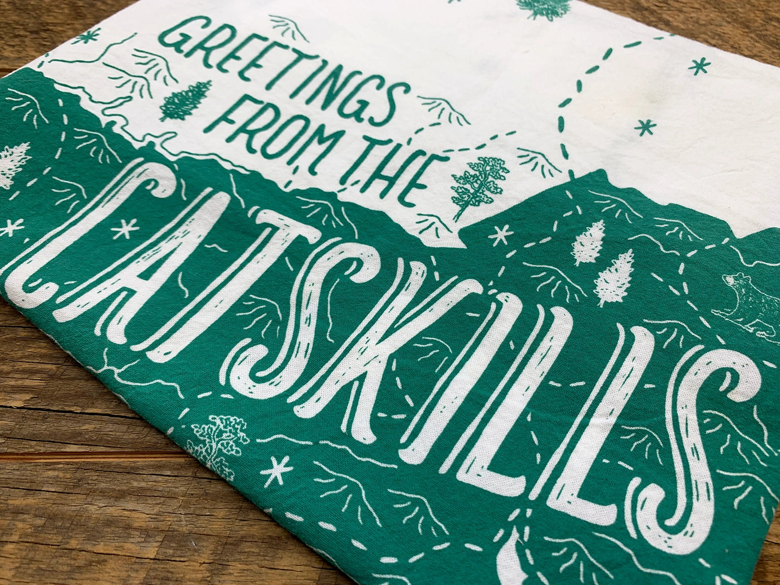 Greetings From The Catskills Tea Towel