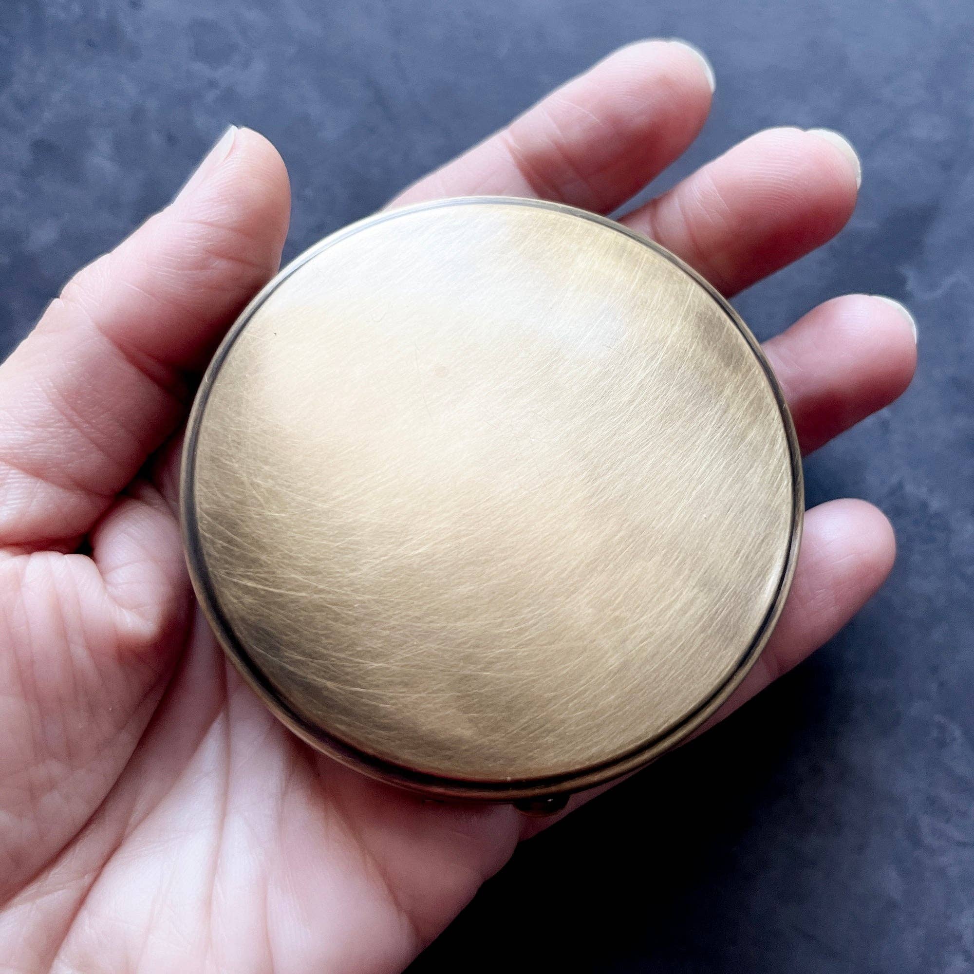 Large Round Brass Trinket Box