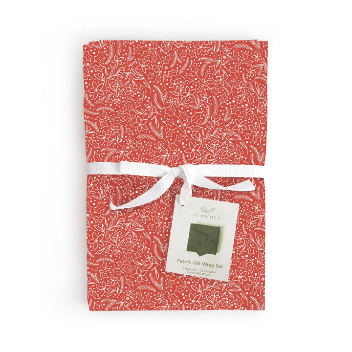 Holiday Floral Fabric Gift Wrap