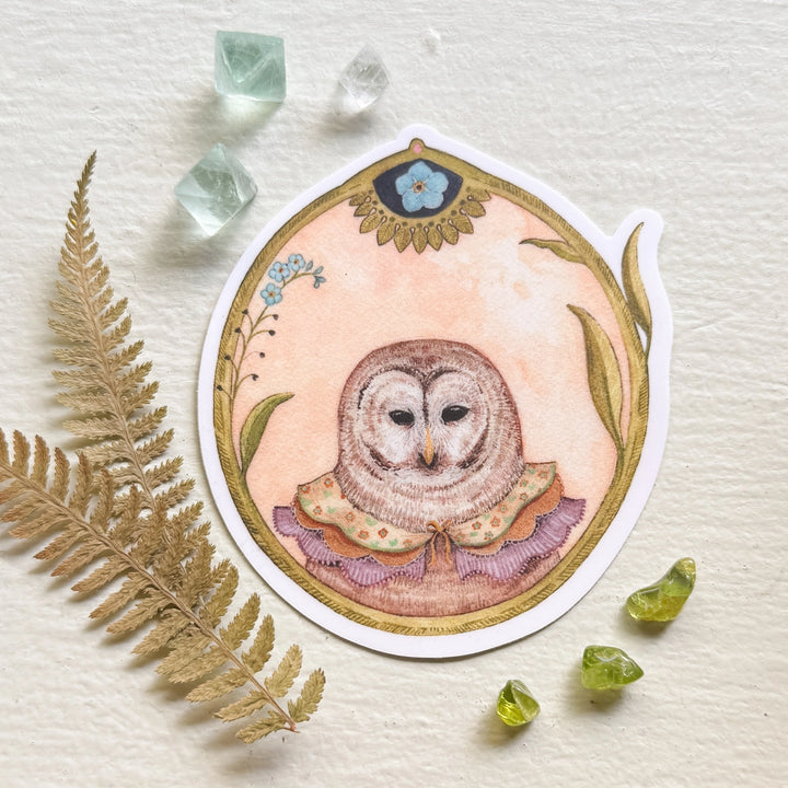 Owl of Forget-Me-Nots Sticker