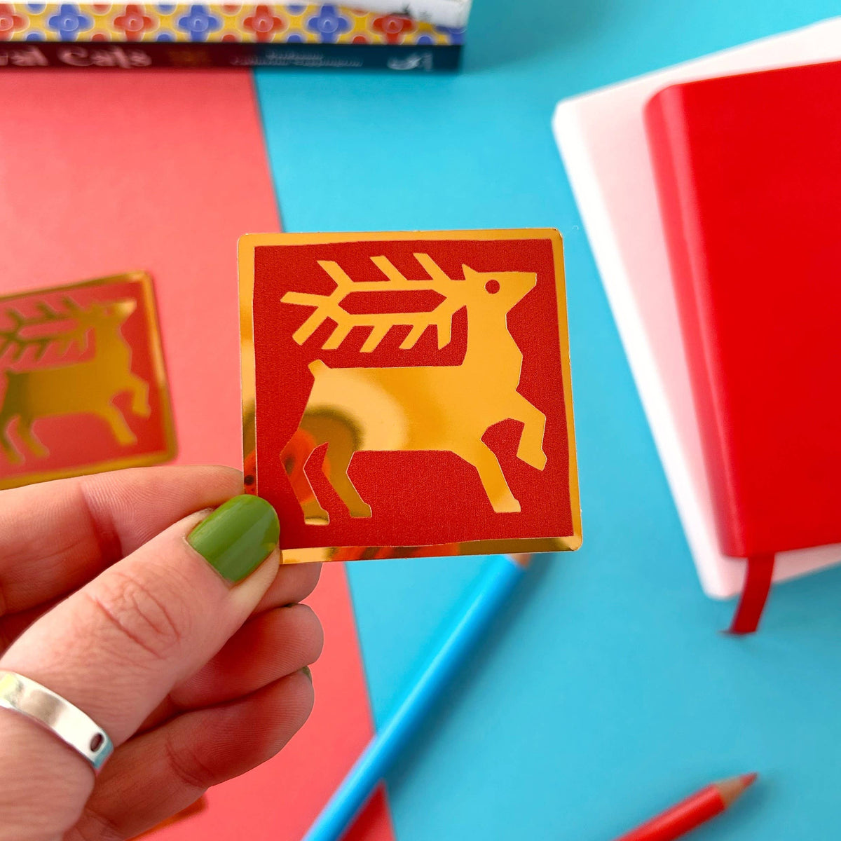 Medieval Deer Gold Foil Tile Sticker
