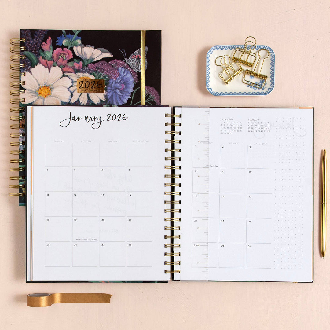 Dark Riverbend Floral Planner: 2026 Calendar Year