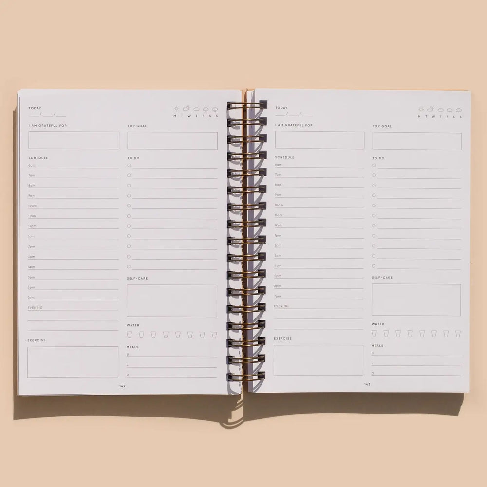 The Self-Care Planner begins with The Self-Care Plan: six steps designed to help you reflect on your current self-care practices, recognize areas where you can improve, and generate ideas for new self-care activities you enjoy. The planning features include monthly and weekly goal setting; daily, weekly, & monthly planning pages; monthly reflection & road map; year at a glance page; 27 additional notes pages; and quotes by inspiring women!