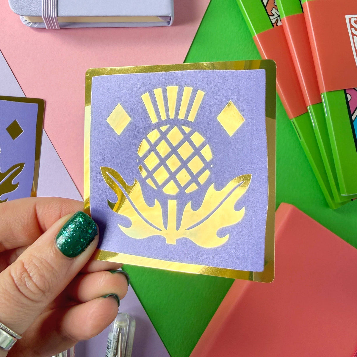 Medieval Thistle Gold Foil Tile Sticker