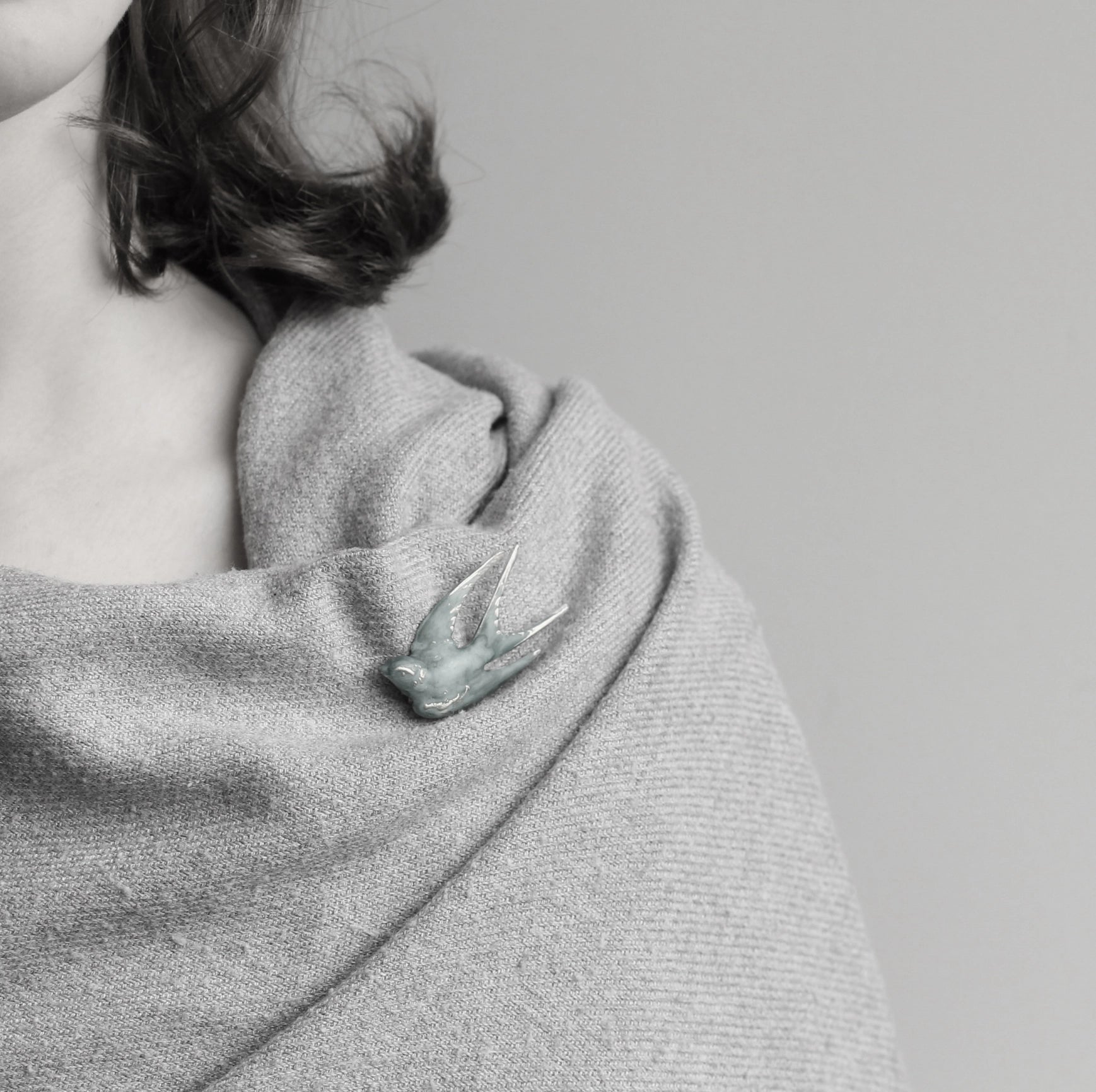 Silver Swallow Brooch