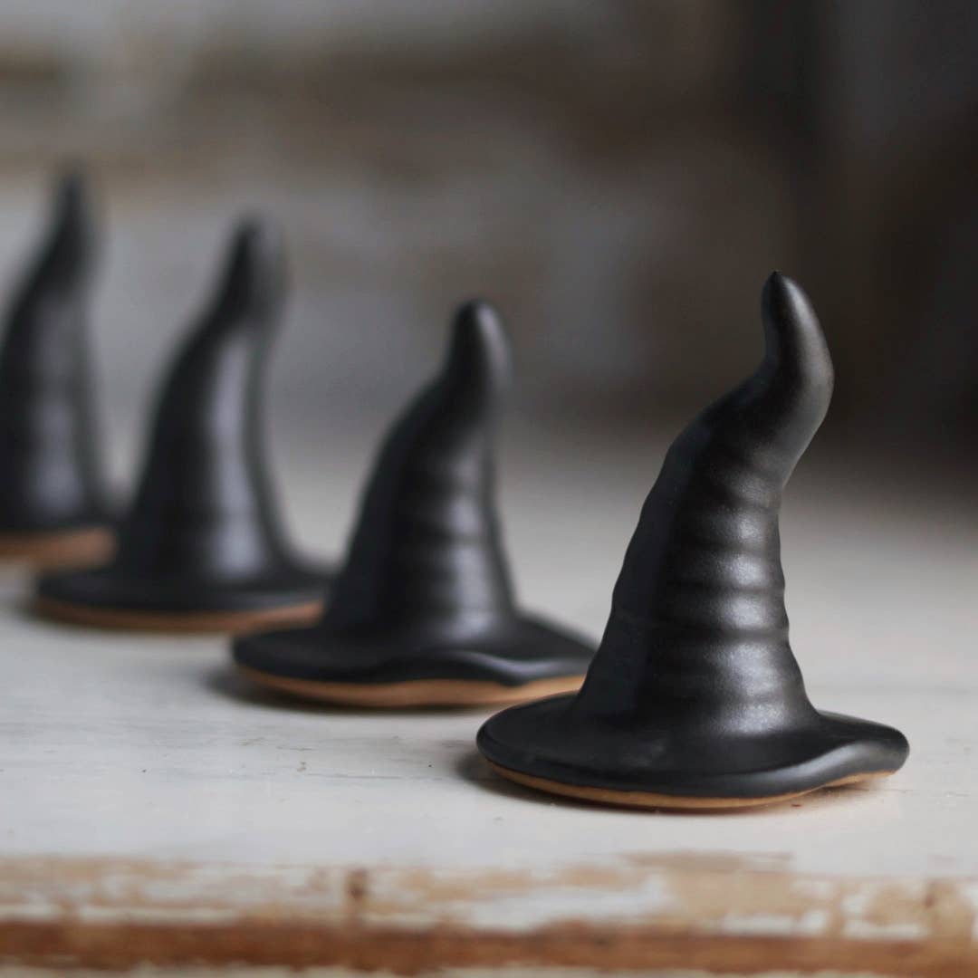Black Witch's Hat Handmade Ceramic Ring Holder