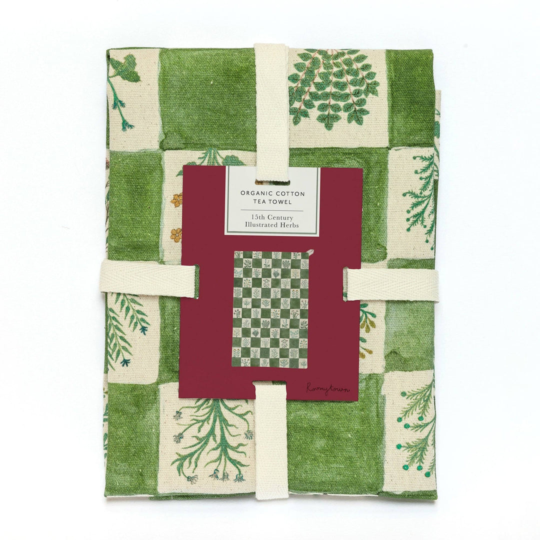 15th Century Illustrated Herbs - Organic Cotton Tea Towel