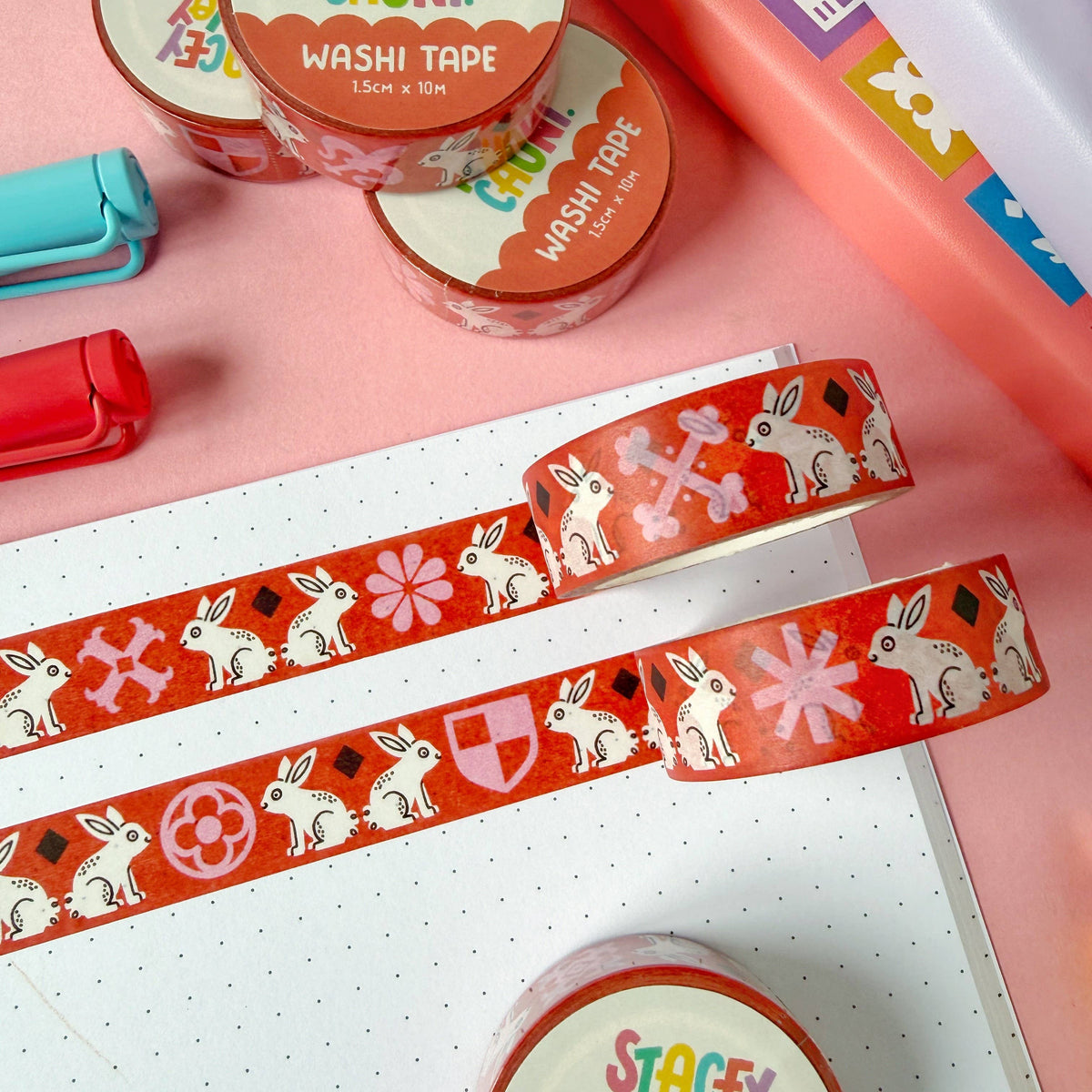 Red Medieval Bunny Washi Tape