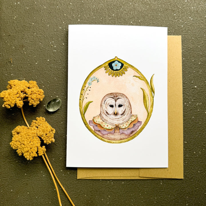Owl of Forget-Me-Nots Card