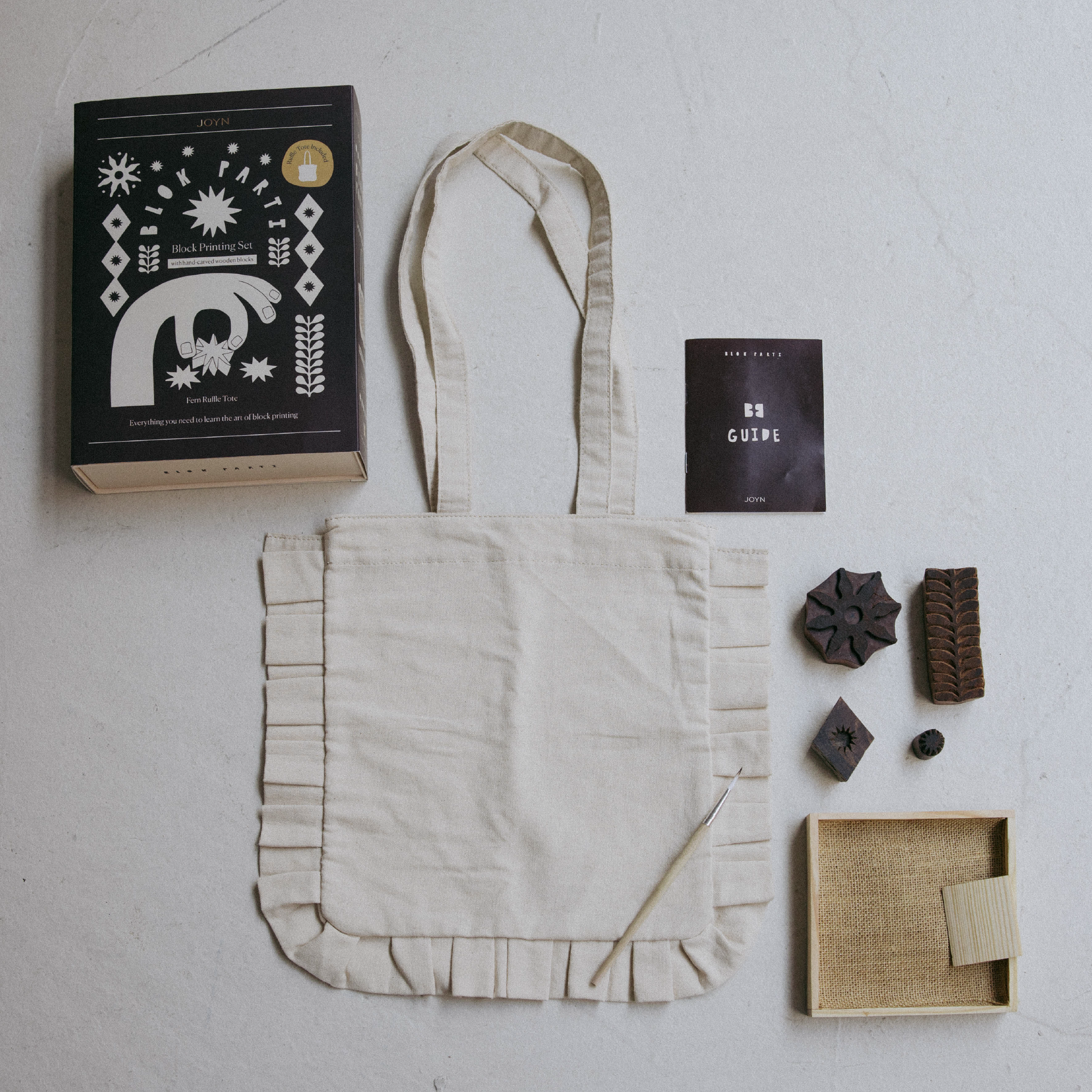 Block Printing Kit: Fern Ruffle Tote Set