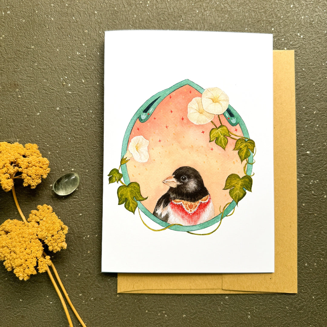 Grosbeak of Morning Glories Card