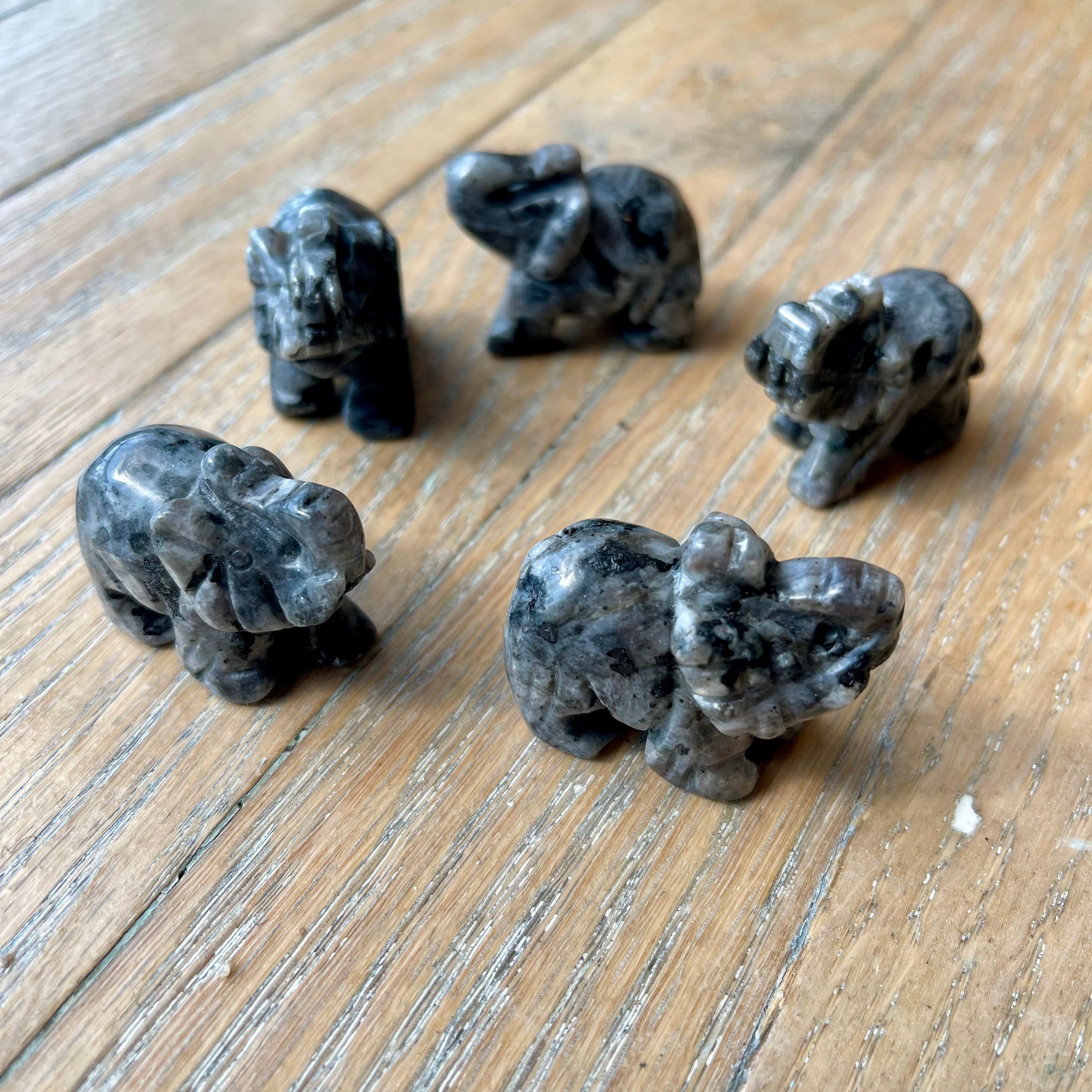 Larvikite - Elephant Carving