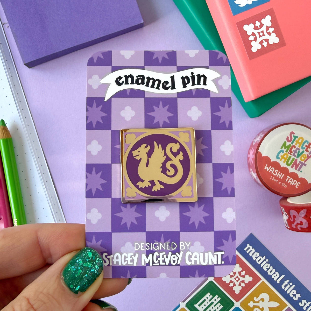 Medieval Dragon Tile Pin