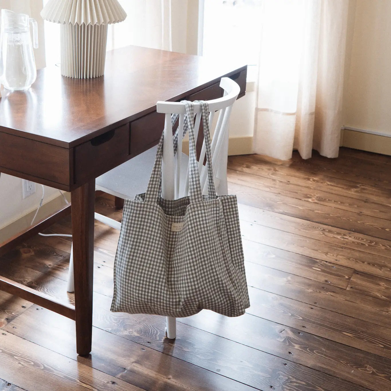 Farmstand Gingham Organic Cotton Tote Bag - 4 Shades