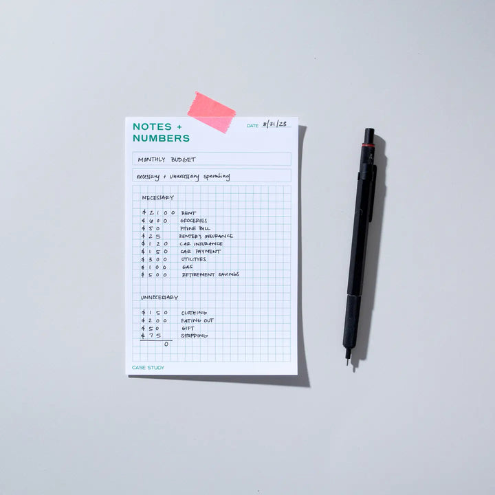 Notes & Numbers Utilitarian Grid Pad