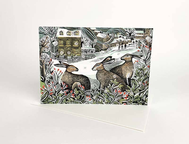 We Three Hares Mini Advent Card