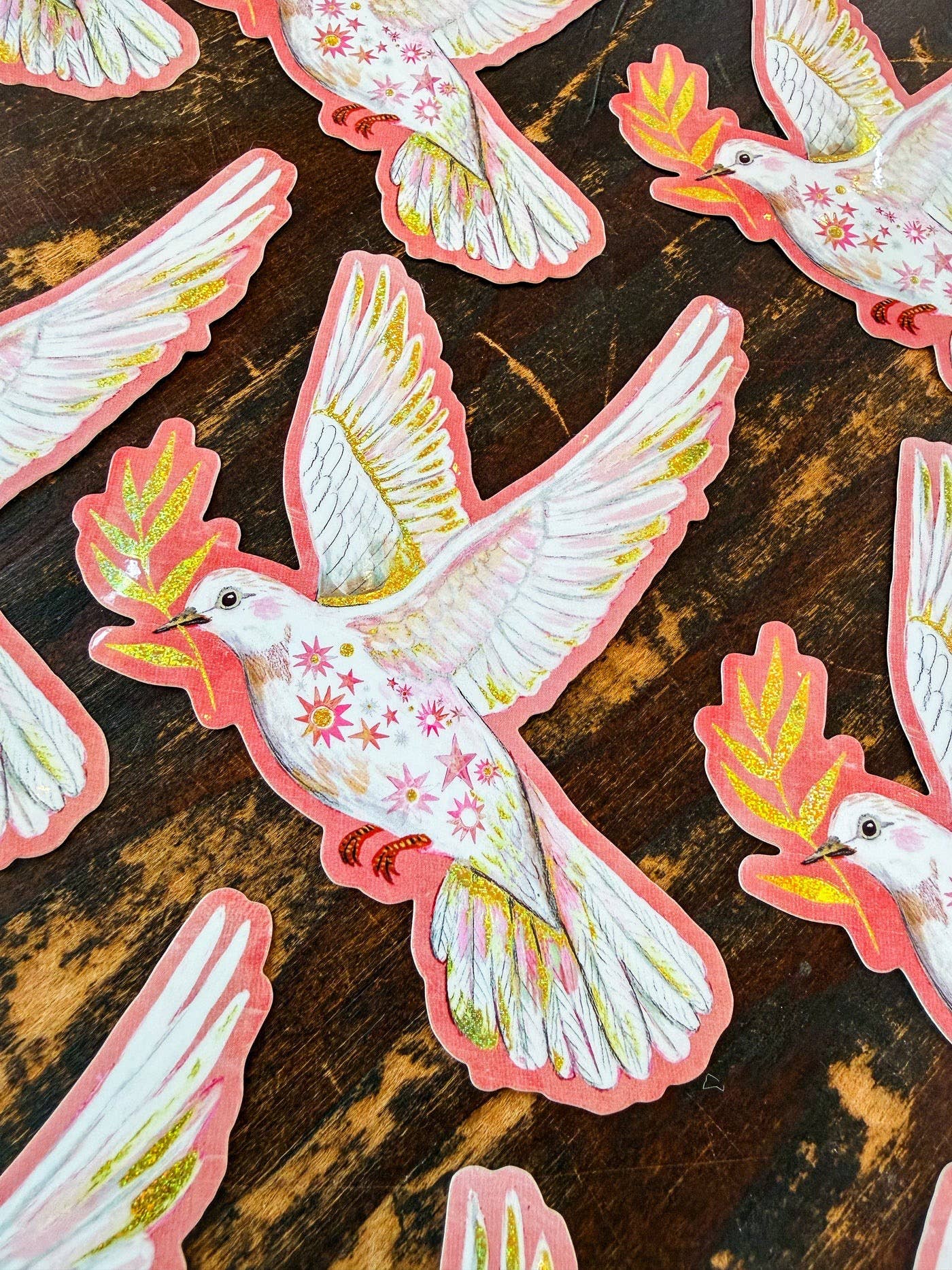 Dove Glitter Sticker