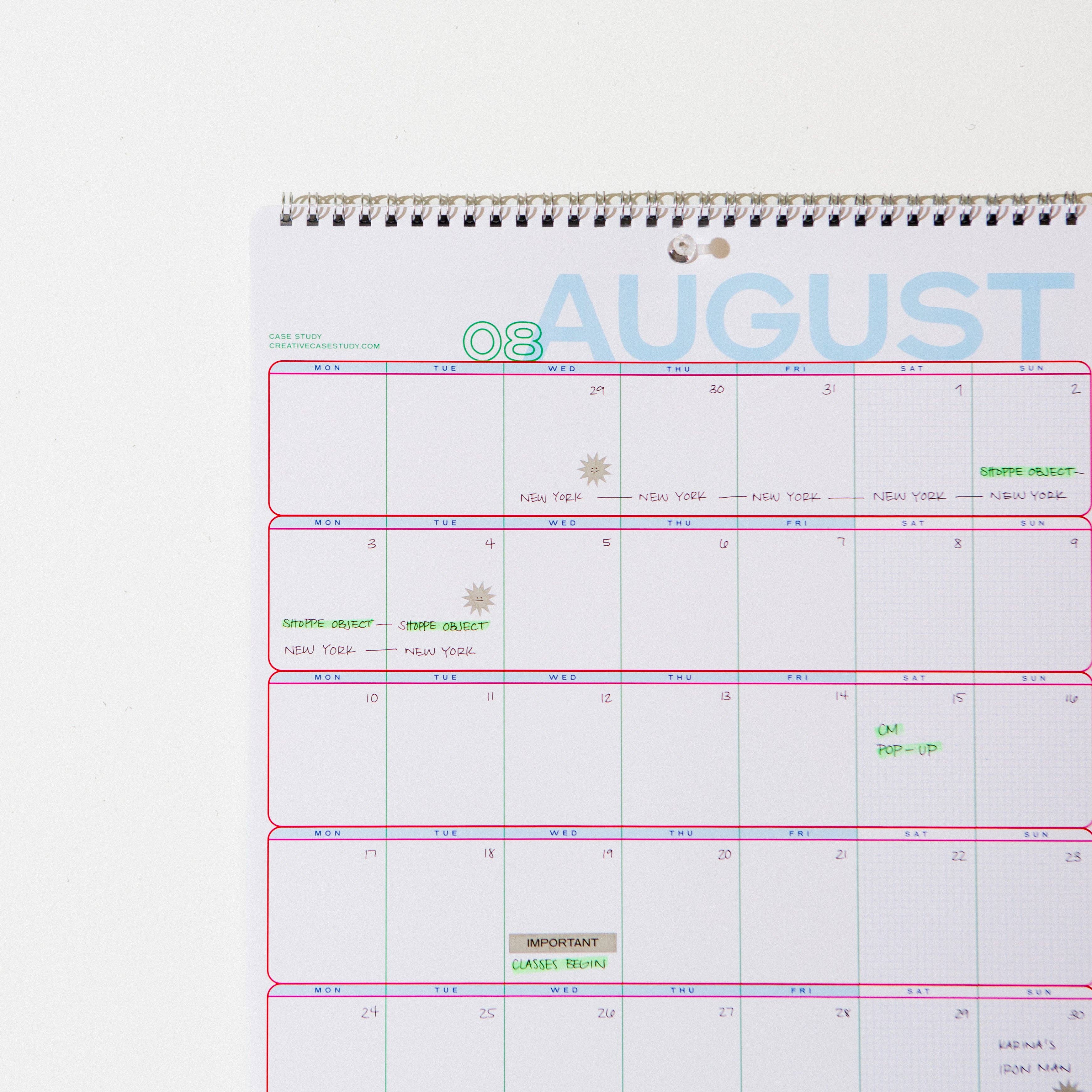 Utilitarian Undated Monthly Wall Calendar