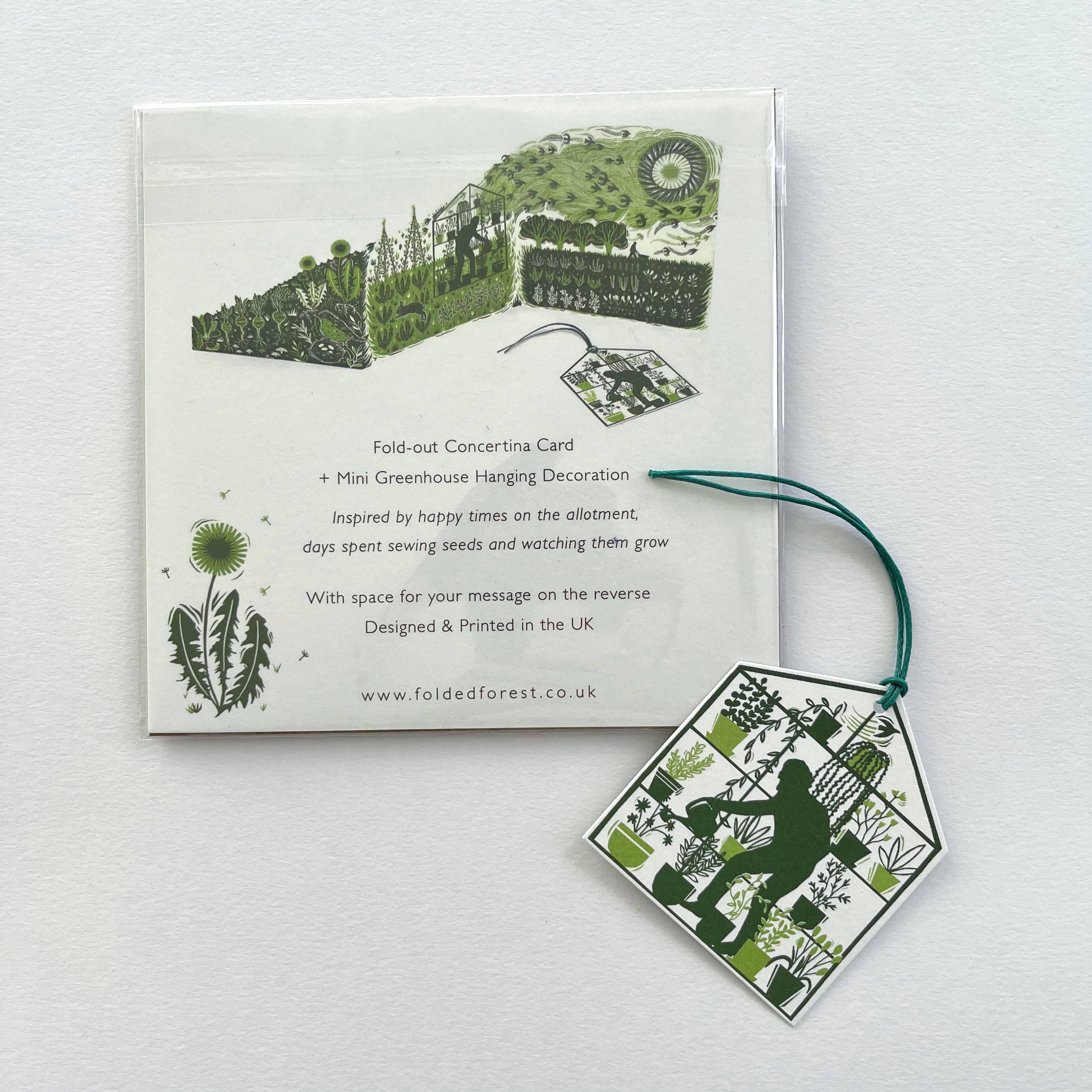 Allotment Greenhouse Concertina Card + Decoration