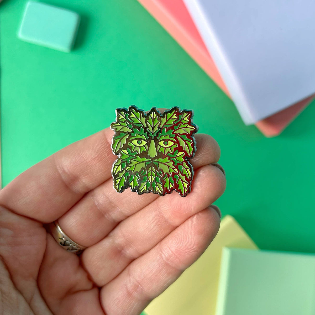 Green Man Pin