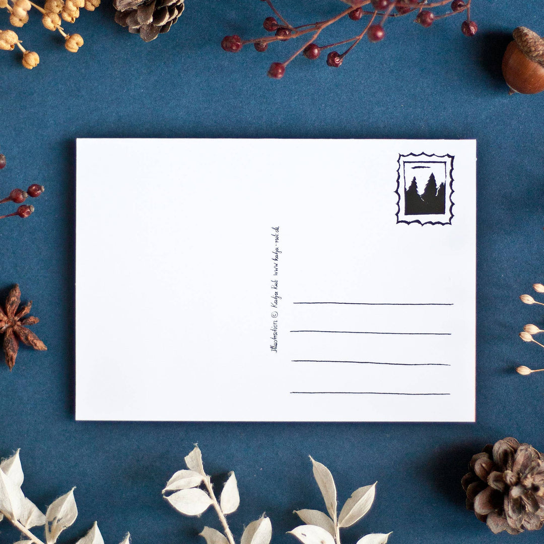 Advent Calendar Postcard - Red Raccoons