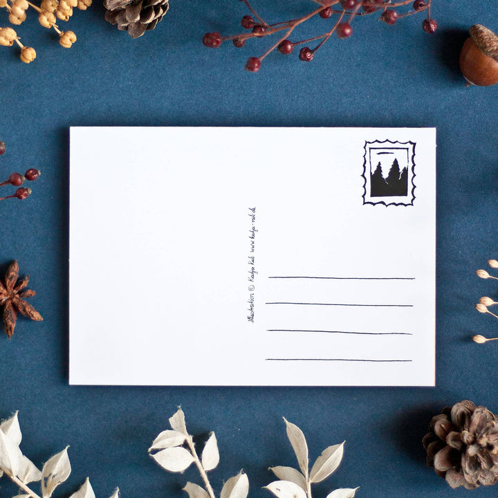 Advent Calendar Postcard - Red Raccoons