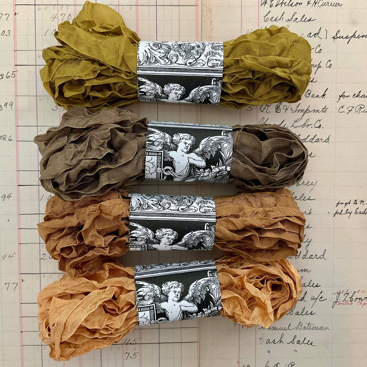 5 Yard Boho Crinkled Ribbon Set - Pack of 7 Pheasant Colors