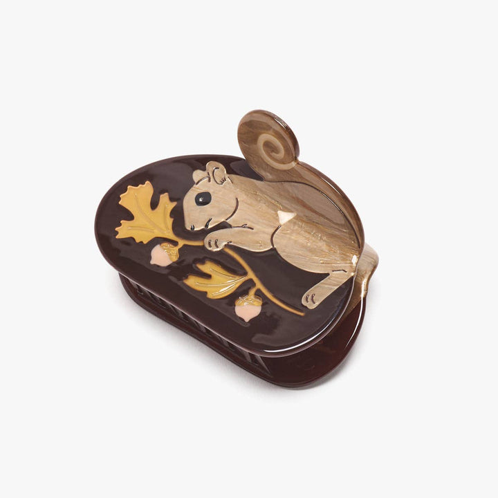 Autumn Acorn Squirrel Hair Claw Clip