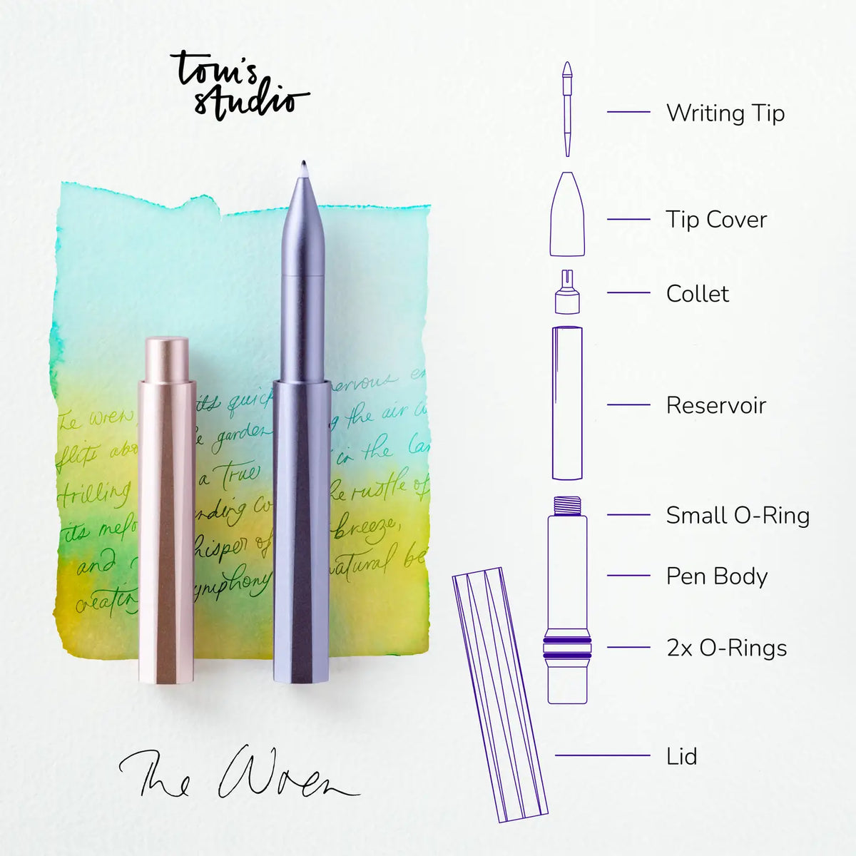 Tom's Studio - The Wren Refillable Writing Pen - 8 Colors