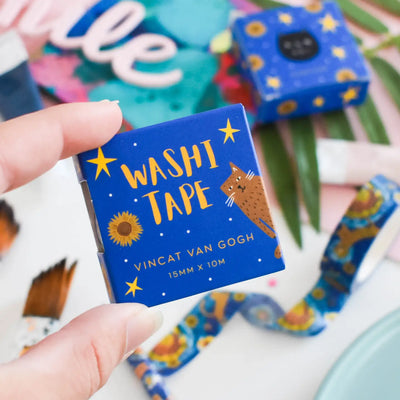 The ‘cat artist' wash tape range is a feline reimagining of some of the greatest artists of all time in stationery form.  The 'vincat' tape is a feline interpretation of artwork by, Vincent van Gogh (1853-1890) now reimagined as 'Vincat van Gogh.’