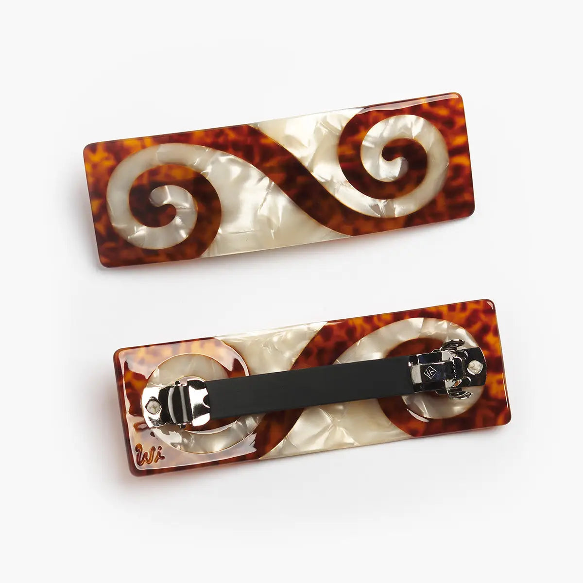 Twin Spiral Tortoise French Barrette Hair Clip