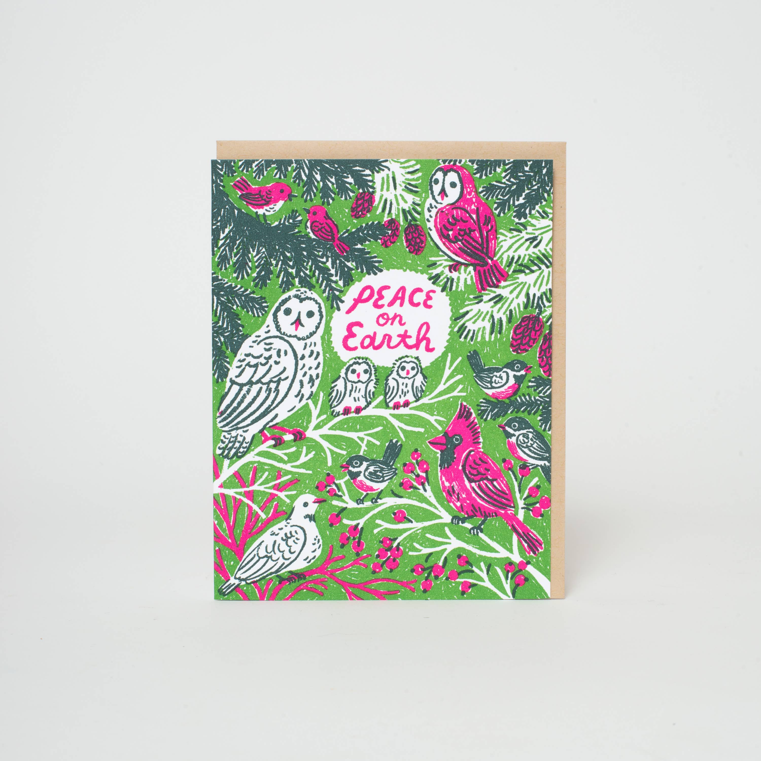 Peace Birds Holiday Letterpress Card