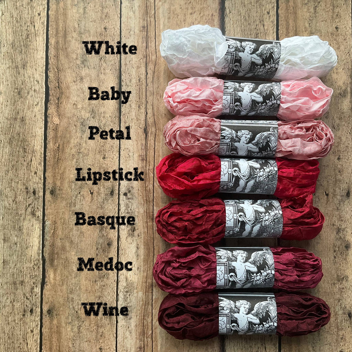 5 Yard Boho Crinkled Ribbon Set - Pack of 7 Heartthrob Colors