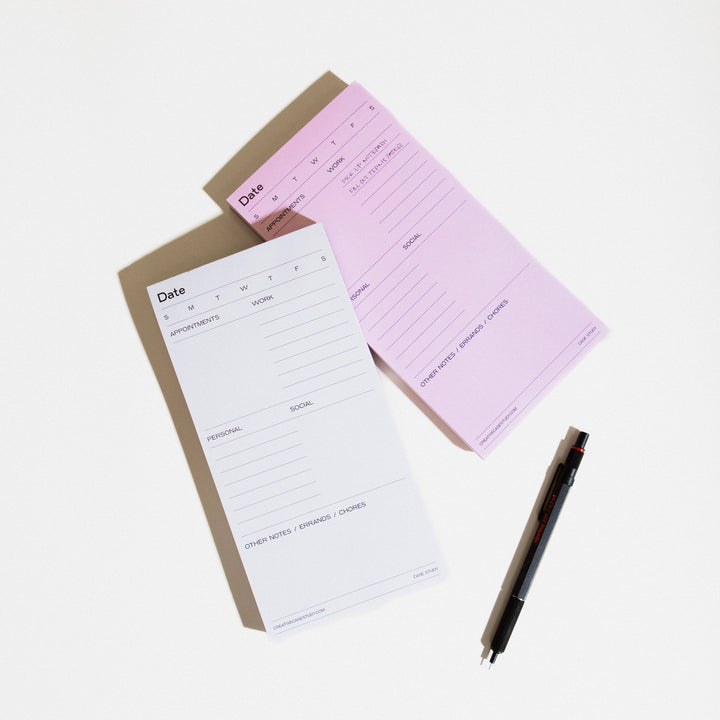 Utilitarian Daily Task Planner Notepad - Pink/Red