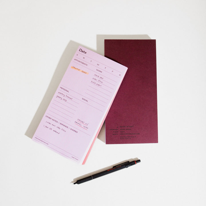 Utilitarian Daily Task Planner Notepad - Pink/Red