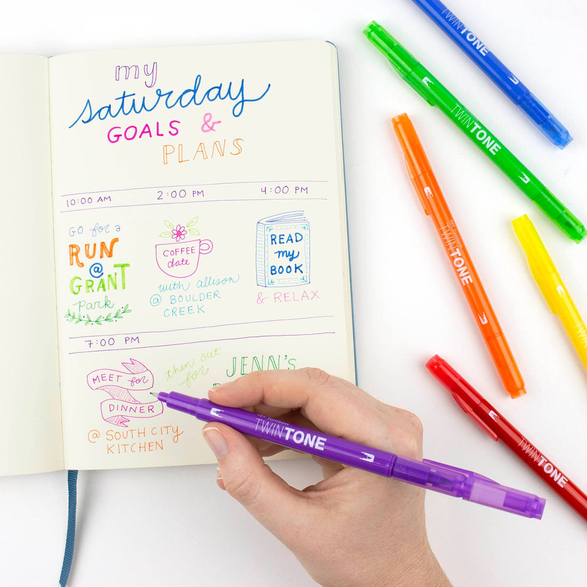 Tombow TwinTone Pen Set - Rainbow 6 Pack
