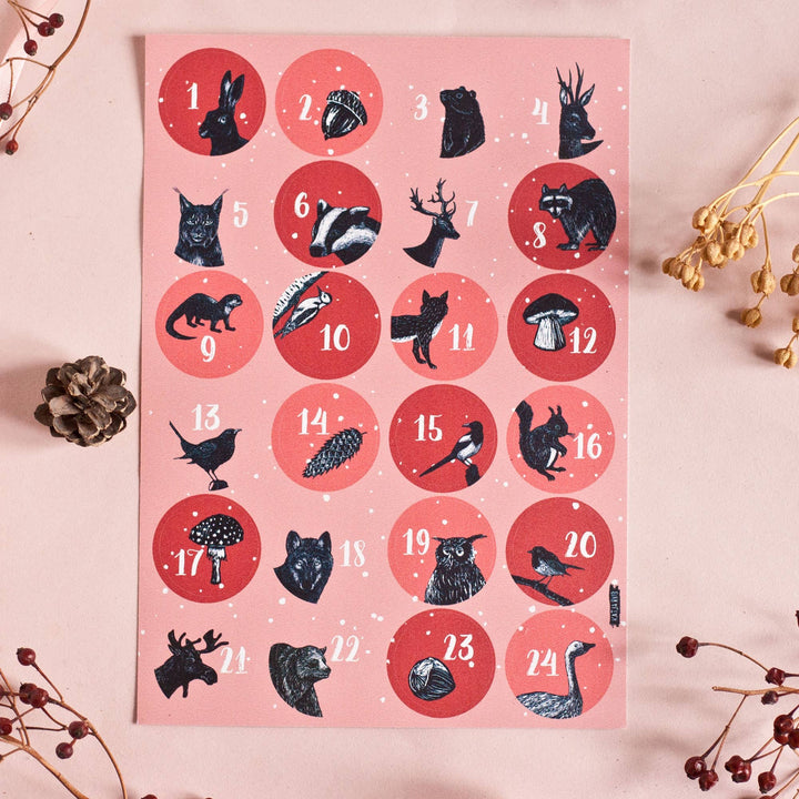 DIY Advent Calendar Woodland Forest Stickers