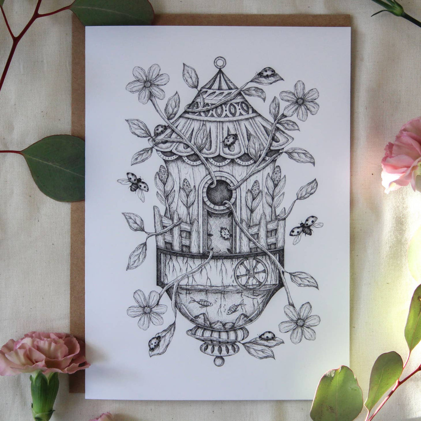 Ladybug House Card