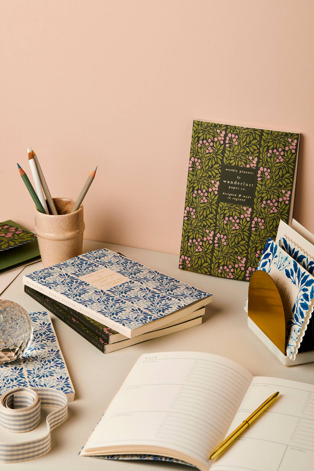 Blue Flora Weekly Planner - Undated