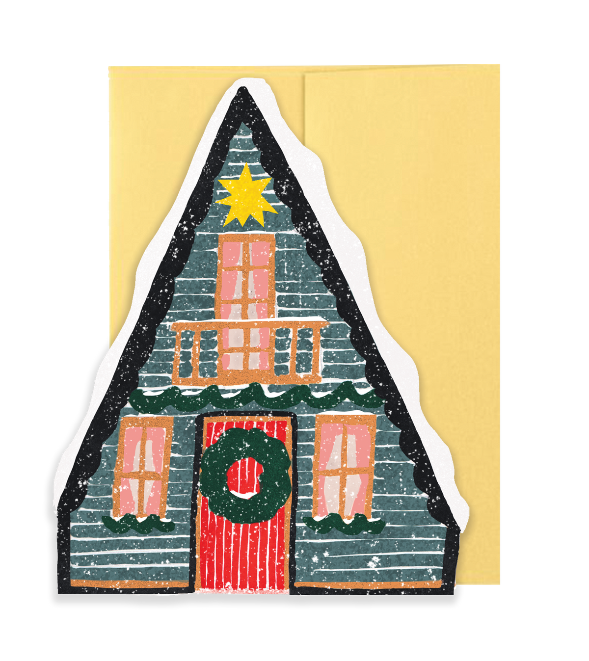 Winter A-Frame Cabin Die Cut Card