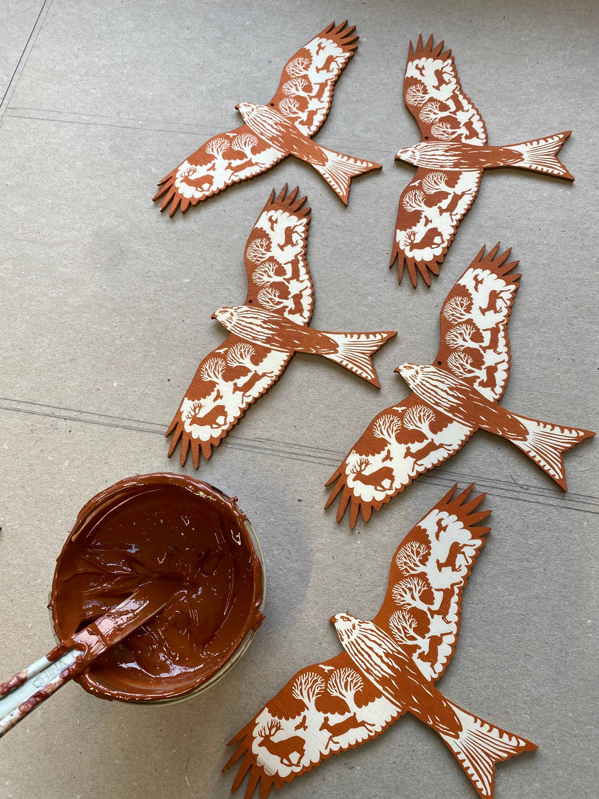 Red Kite - Screen Printed Wooden Ornament