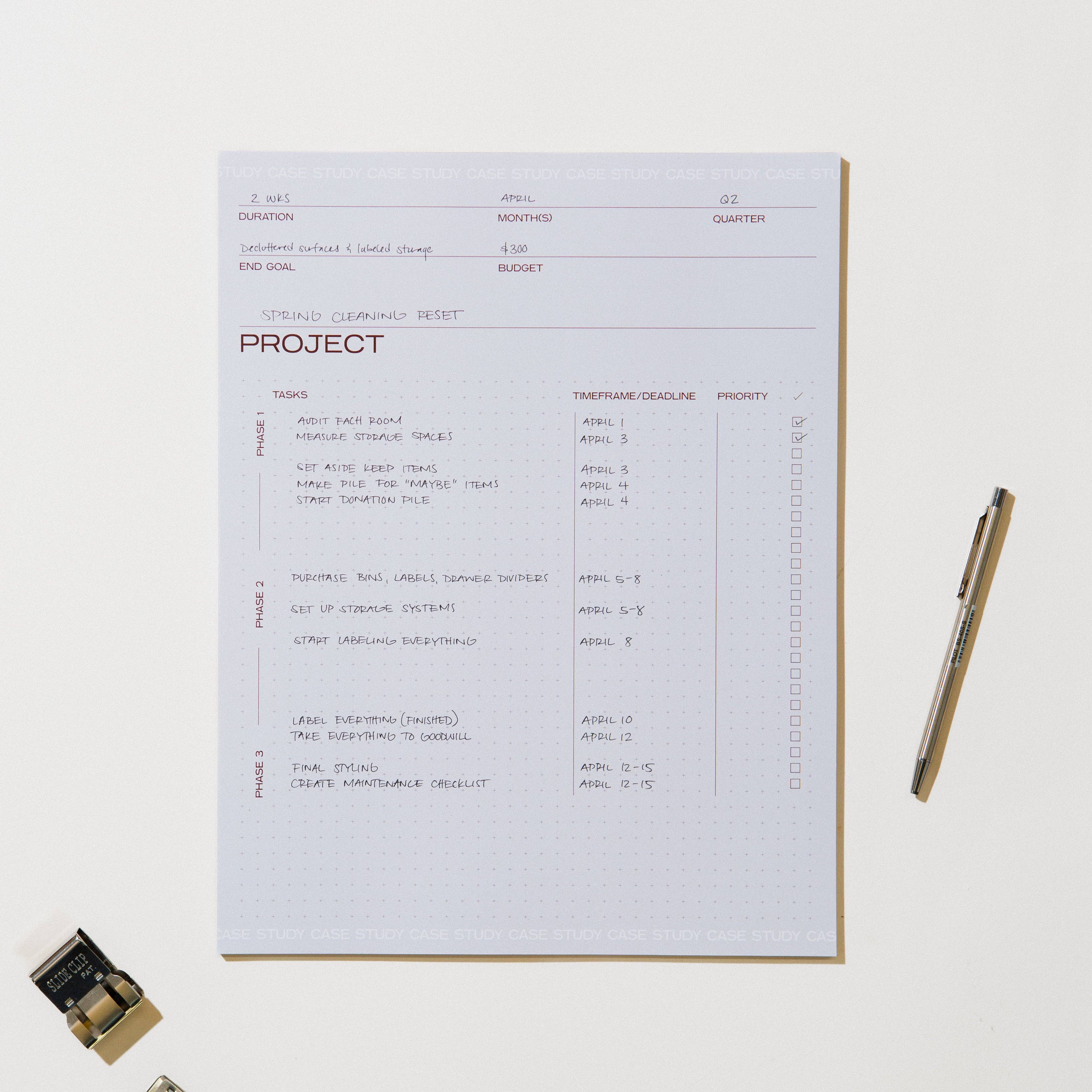 Utilitarian Project Planner Pad