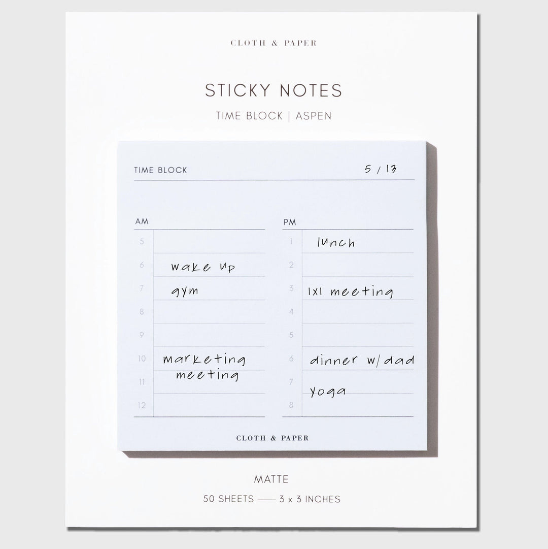 Time Block Sticky Notes