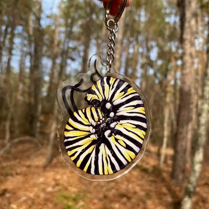 Monarch Caterpillar Double-Sided Acrylic Keychain