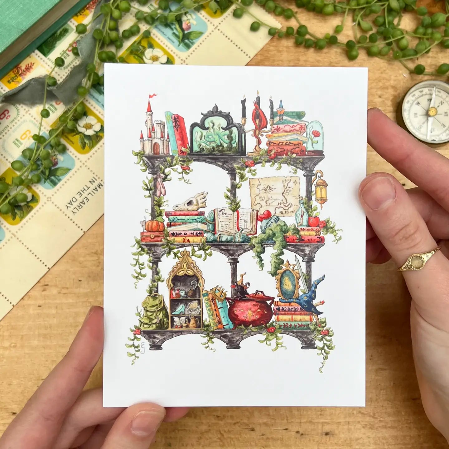 Shelves of Whimsical Occupations Postcards - 24 Options