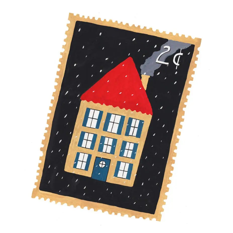 Folk House Stamp Sticker