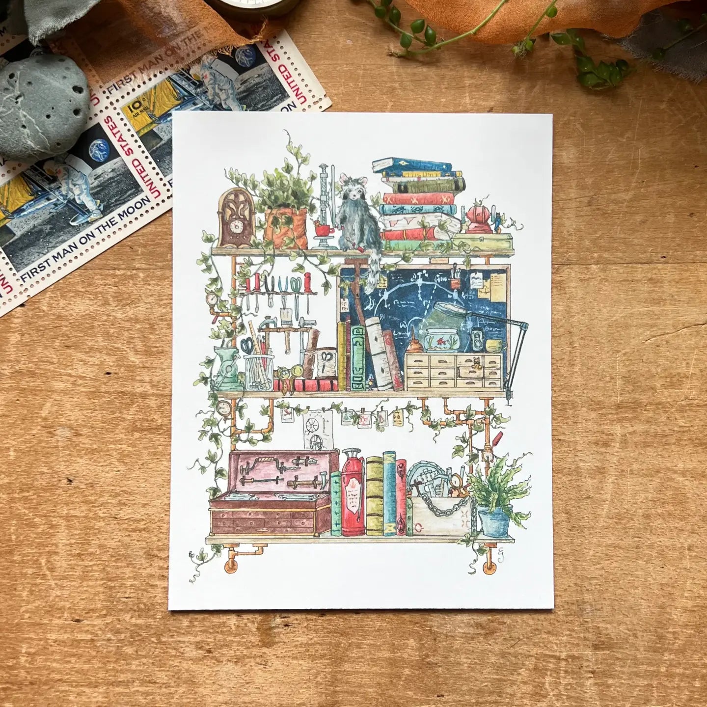 Shelves of Whimsical Occupations Postcards - 24 Options