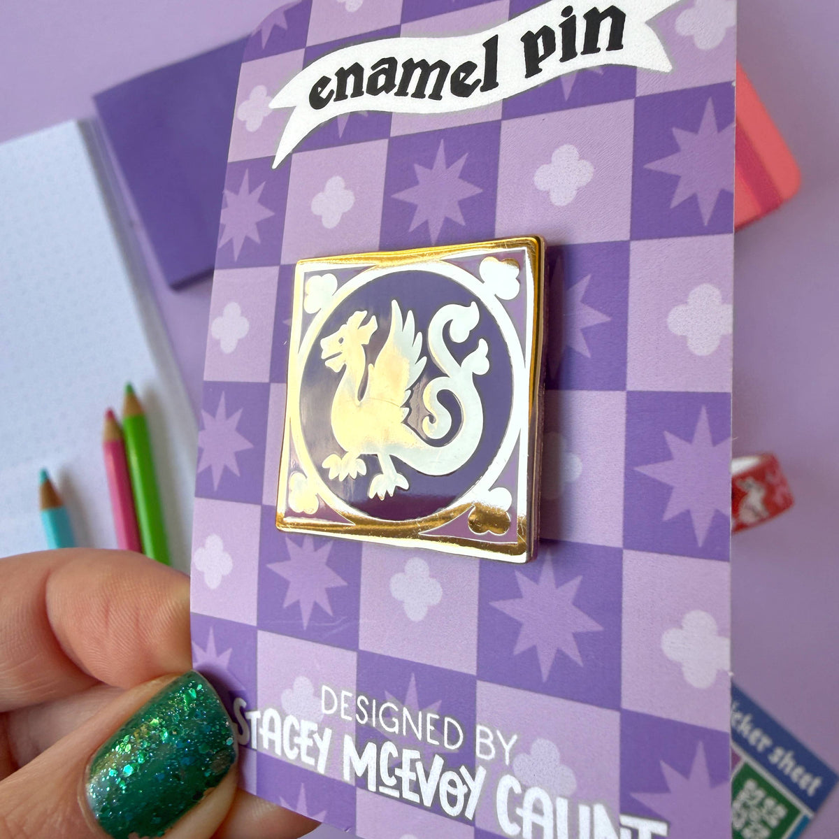 Medieval Dragon Tile Pin