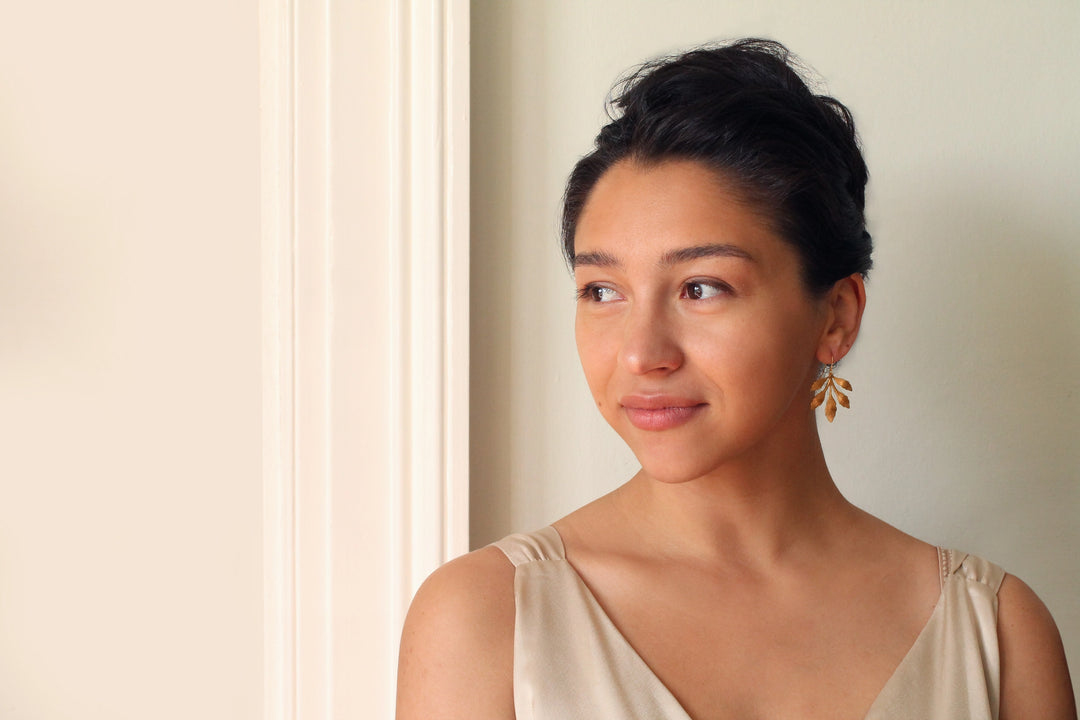 Gold Leaf Chandelier Earrings