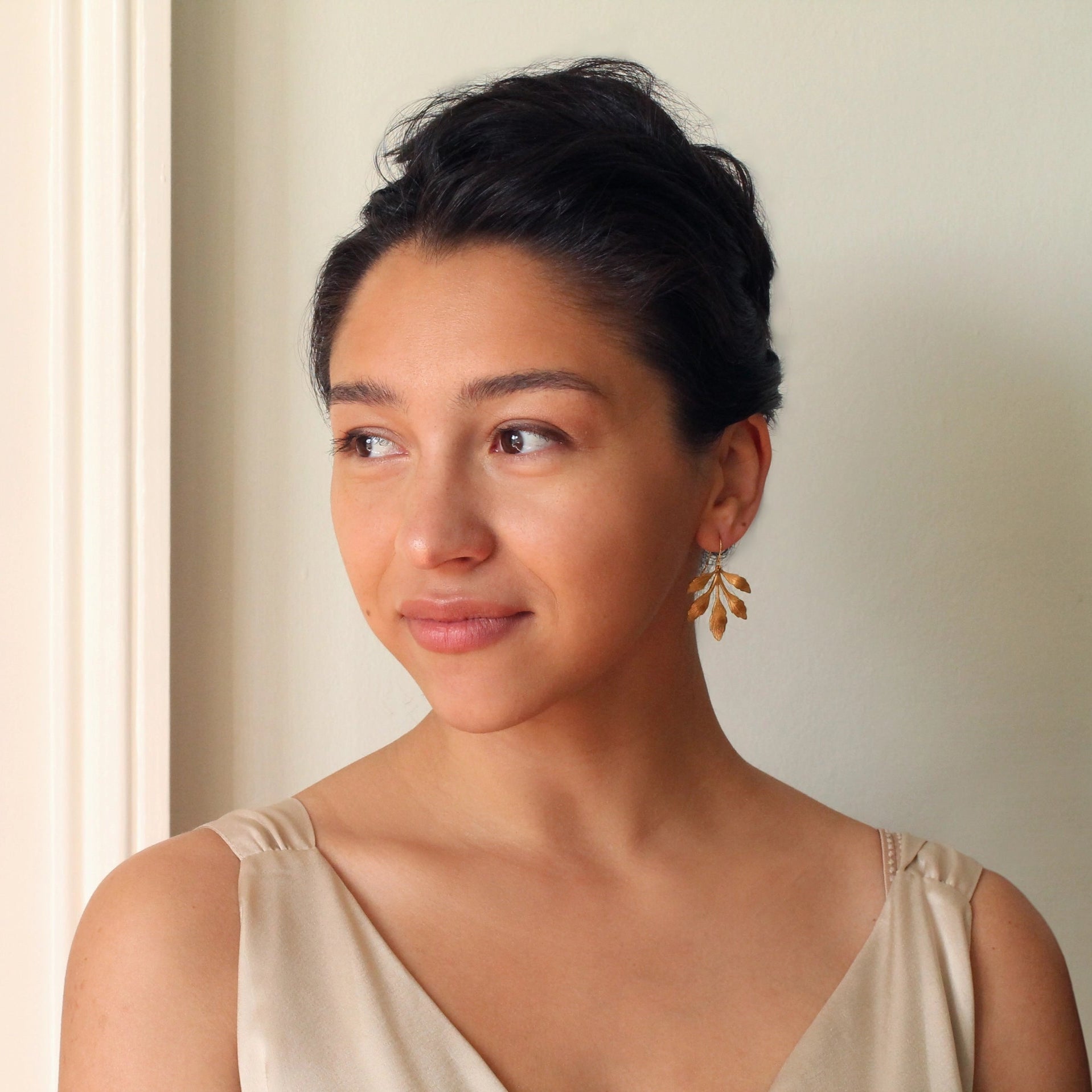 Gold Leaf Chandelier Earrings